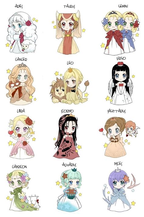 Kawaii Zodiac Dibujos Horóscopo Anime Arte Del Zodiaco Y Chibi Anime