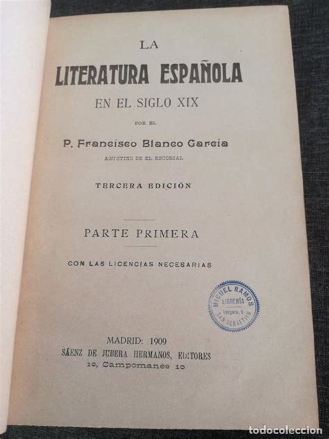 La Literatura Española En El Siglo Xix 1909 Comprar Libros