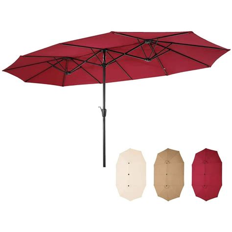 15 Ft Patio Double Sided Umbrella Outdoor Extra Large Market Umbrella