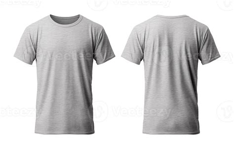Plain Gray T Shirt Mockup Template With View Front And Back Isolated