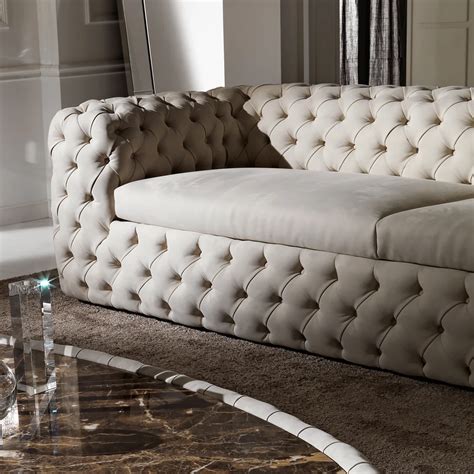 Modern Luxury Italian Sofa Tufted Nubuck Leather Sofa For Livingroom