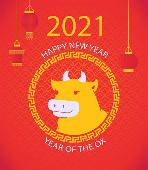 Premium Vector Chinese New Year 2021 Year Of The Ox Poster With Head