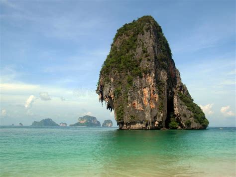 Thailand Beach With Limestone Cliff Island Stock Photo Image Of