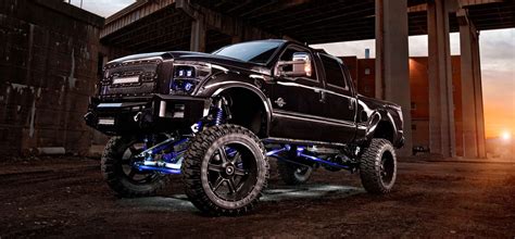 Rugged F250 Lifted Truck With Led Underbody Lights — Gallery