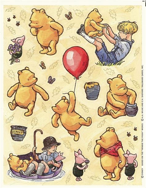 Vintage Hallmark Winnie The Pooh Sticker Sheet Winnie The Pooh Tattoos Winnie The Pooh Drawing