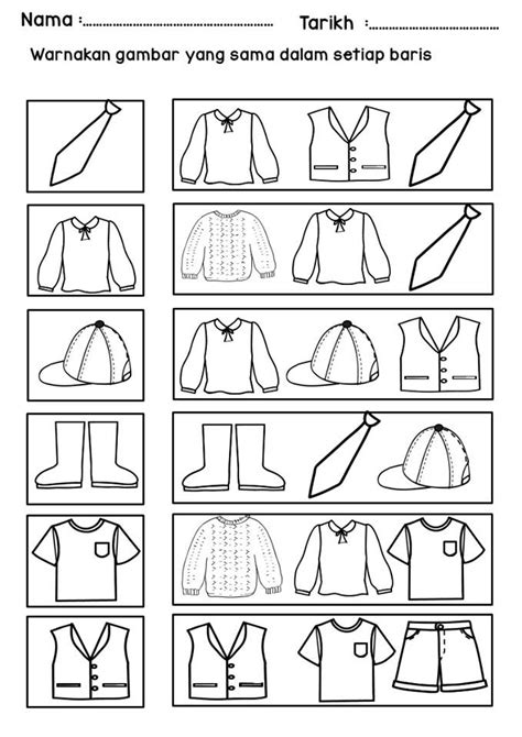 Lembaran Kerja Prasekolah Tema Pakaian Imagesee