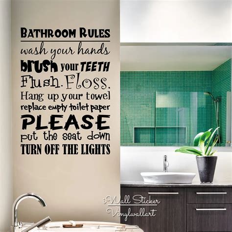 Bathroom Rules Vinyl Lettering Wall Decal Home Quotes Wall Sticker