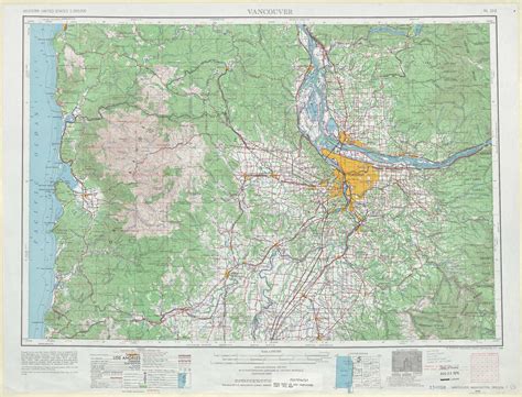 Vancouver Topographic Map Or Wa Usgs Topo 1250000 Scale