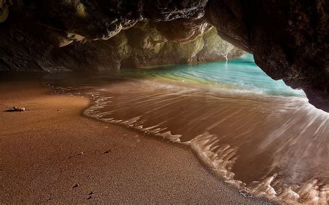 隠れたビーチの洞窟、 自然、 風景、 Hdデスクトップの壁紙 Wallpaperbetter