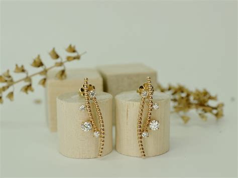 K Rose Gold Beaded Diamonds Earrings Pointers Jewellers Fine Jewelry Retailer In Kuala Lumpur
