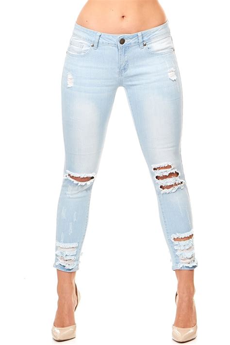 Cover Girl Ripped Jeans Women Juniors Cropped Slim Fit Skinny Pink