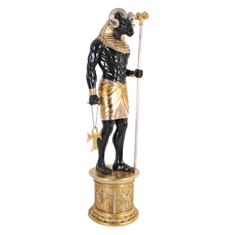 Design Toscano The Egyptian Grand Ruler Collection Life Size Khnum Statue Atop A Temple Column