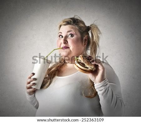 Fat Woman Eating Hamburger Stock Photo Shutterstock