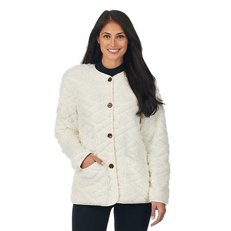 Womens Cuddl Duds Quilted Cozy Fleece Jacket
