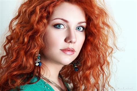 Young Woman Portrait Of A Young Woman With Red Hair And Blue Eyes Burgundy Hair Red Hair