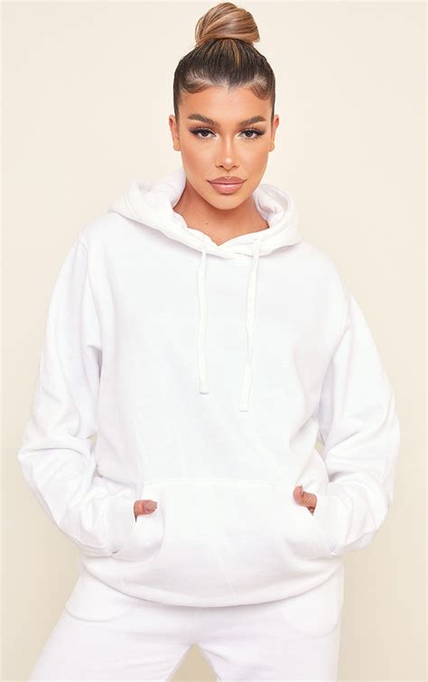 White Ultimate Oversized Hoodie Tops Prettylittlething Aus