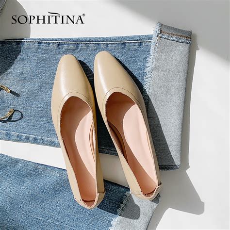 Sophitina Spring New Genuine Leather Flats Solid Slip On Elegant Female