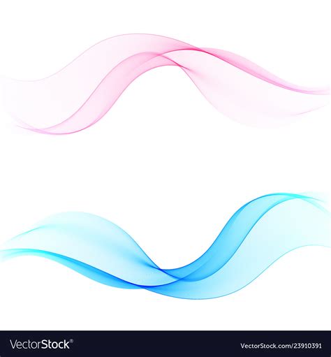 Set Transparent Abstract Waves Blue And Pink Vector Image