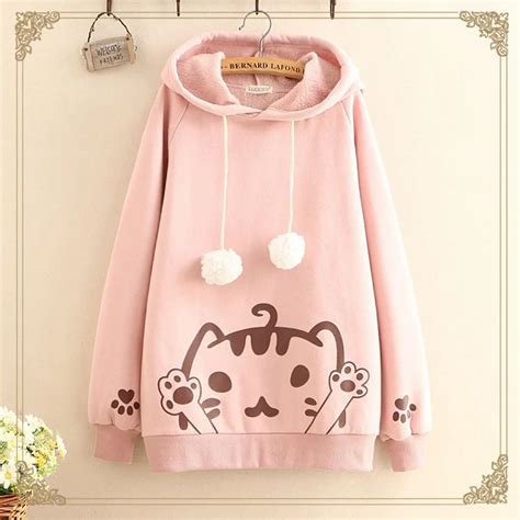 Lolita Girls Hoodies Long Style Harajuku Casual One Size Kawaii Meow