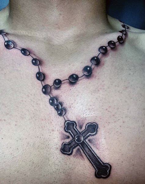 3d Shining Cross Rosary Tattoo Around Neck For Men Cross Necklace