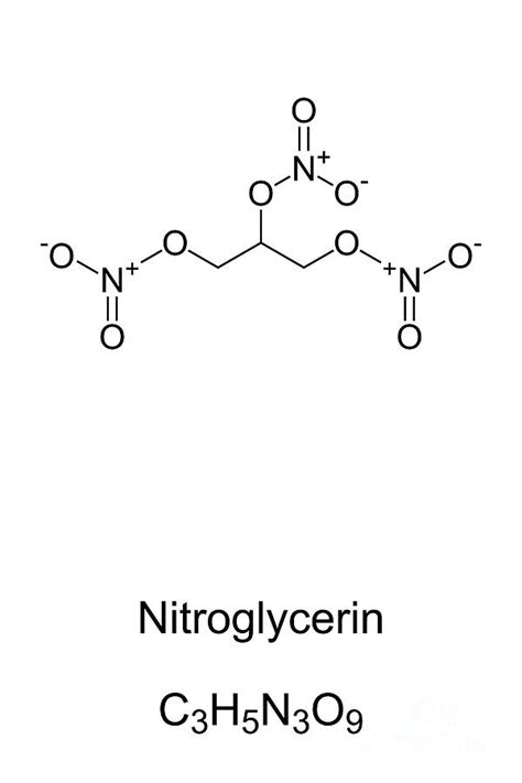Nitroglycerin Molecule Skeletal Formula Digital Art By Peter Hermes