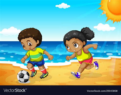 African Boy And Girl Playing Football Royalty Free Vector
