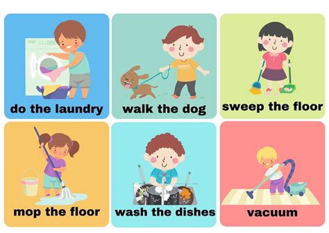 Chores Flashcards With Words