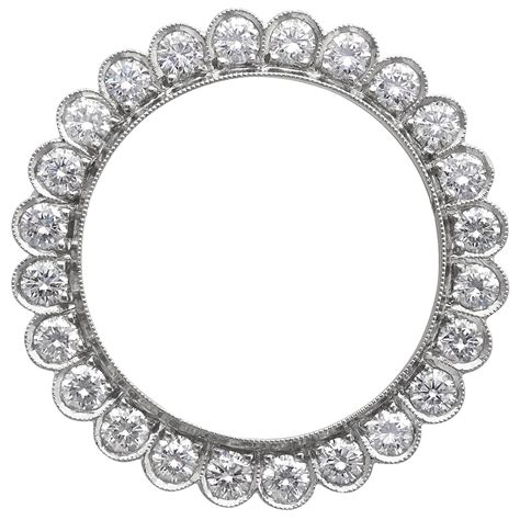 Edwardian Diamond Platinum Circle Pin Brooch For Sale Free Shipping