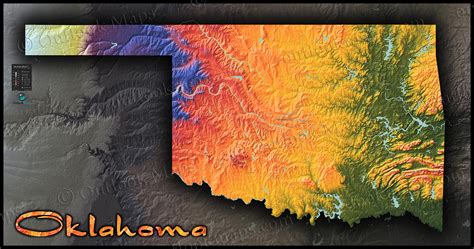 Oklahoma Physical Features Map Colorful Topography And Terrain