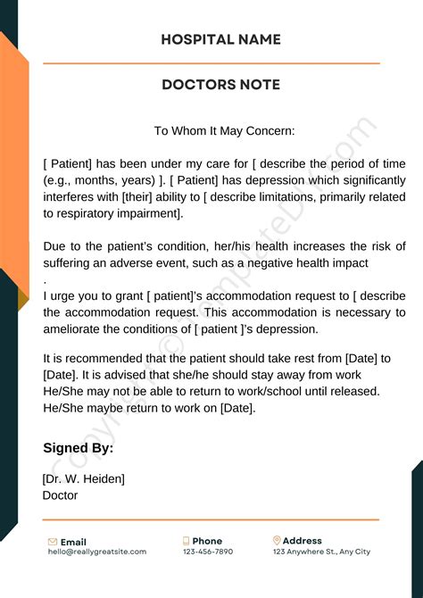 Doctors Note For Depression Template Printable In Pdf And Word