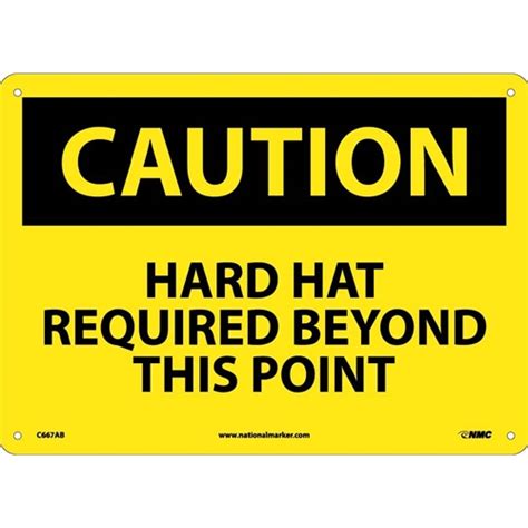 Caution Hard Hat Required Beyond This Point Sign C667ab
