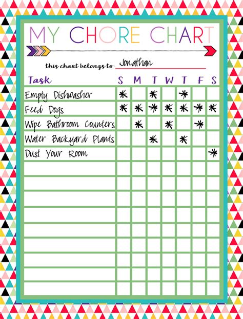 Free Printable Weekly Chore Charts Paper Trail Design Top Chore Chart