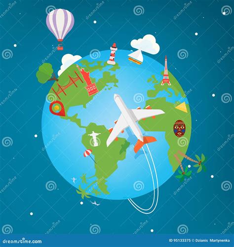 Travel Around The World Stock Vector Illustration Of Adventure 95133375