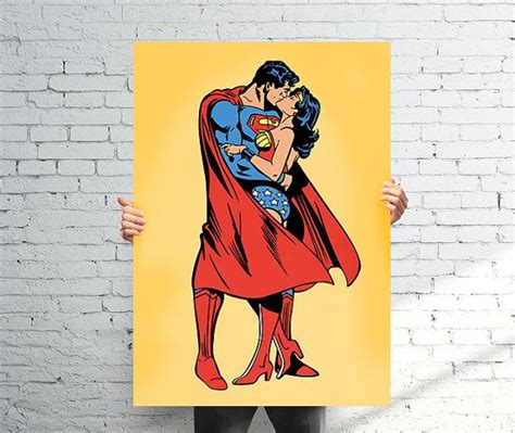 True Love Superman And Wonder Woman Kissing Customizable Etsy Pop