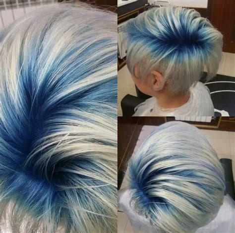 Blue Roots Short Blue Hair Hair Styles Hair Color Blue