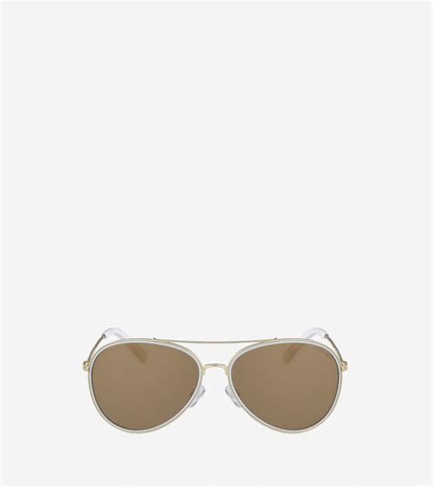 Womens Grand Aviator Sunglasses In Gold Cole Haan