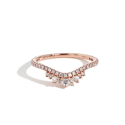 Tiara Wedding Ring Round Diamonds Rose Gold