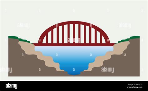 Red Bridge With Landscape Nature Vector And Illustration Stock Vector