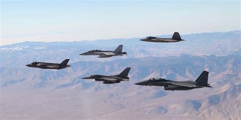 Watch All Five Of The Us Militarys Fighter Jets Fly In Formation