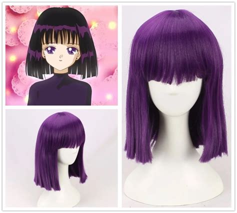 Sailor Moon Cosplay Purple Wig Sailor Saturn Tomoe Hotaru Princess Saturn Synthetic Hair For