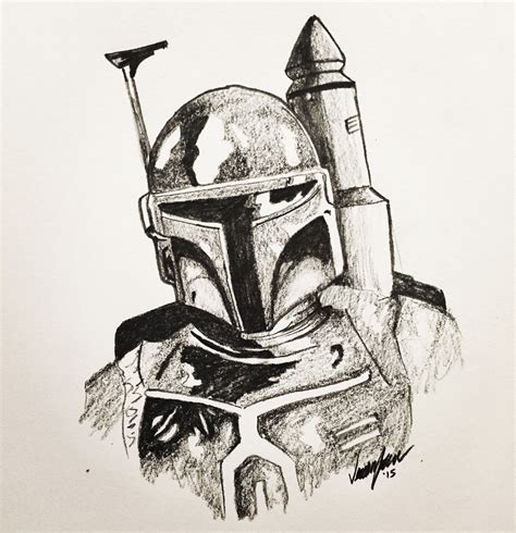 Star Wars Boba Fett Fan Art Pencil Drawing Star Wars Drawings Star