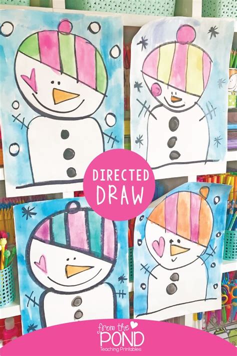Snowman Directed Drawing Winter Art Lesson Classroom Art Projects