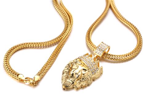 Halukakah Kings Landing Mens 18k Real Gold Plated Crown Lion Pendant