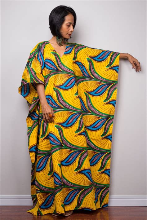 Ankara Kaftan African Print Kaftan Maxi Dress Loose Fit Etsy Kaftan Maxi Dress Cotton Dress
