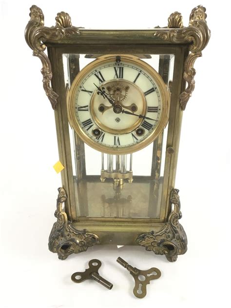 Sold Price Antique Ansonia Bronze Crystal Regulator Clock December 6 0118 1000 Am Mst