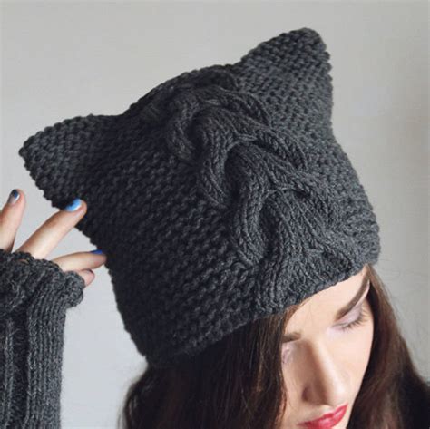 Knitted Cat Ears Hat Kitty Hat Spring Fall Warm Wool Etsy