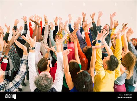 Diverse Group Cheering Stock Photo Alamy