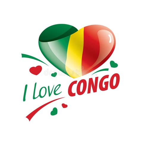 National Flag Of The Congo In The Shape Of A Heart And The Inscription