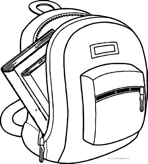 Bag Coloring School Drawing Pages Clipart Backpack Printable Luggage