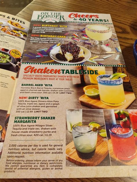 Menu at On The Border Mexican Grill & Cantina - Toms River restaurant